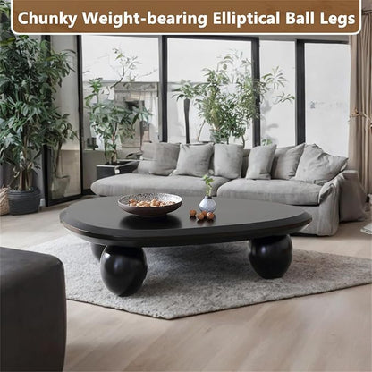 Cloud Coffee Table Modern Cute Coffee Tables Irregular Simple Tea/Center Table for Small Space End Table for Living Room, Home Office, Indoor (Black A Oval 39.4" Wx25.6 Dx11.8 H)