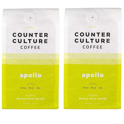 Counter Culture Coffee - Fresh Roasted Certified Organic Whole Bean Coffee (Kosher) (Apollo Double Pack)