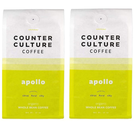 Counter Culture Coffee - Fresh Roasted Certified Organic Whole Bean Coffee (Kosher) (Apollo Double Pack)