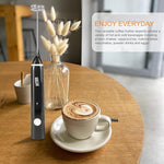 Load image into Gallery viewer, Delm Milk Frother Electric USB Stainless Steel Accessory - Frother Wand Foam Maker for Lattes - Milk Frother Handheld for Cappuccino, Frappe, Matcha, Hot Chocolate - Frother for Coffee (black)
