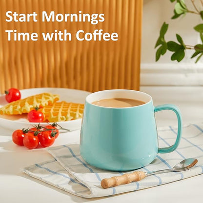 Teocera 16oz Ceramic Coffee Mugs Set of 4 – Stackable Latte Cups, Microwave, Dishwasher & Oven Safe – Ideal for Coffee, Cappuccino, Hot Chocolate, Housewarming Gifts, Turquoise