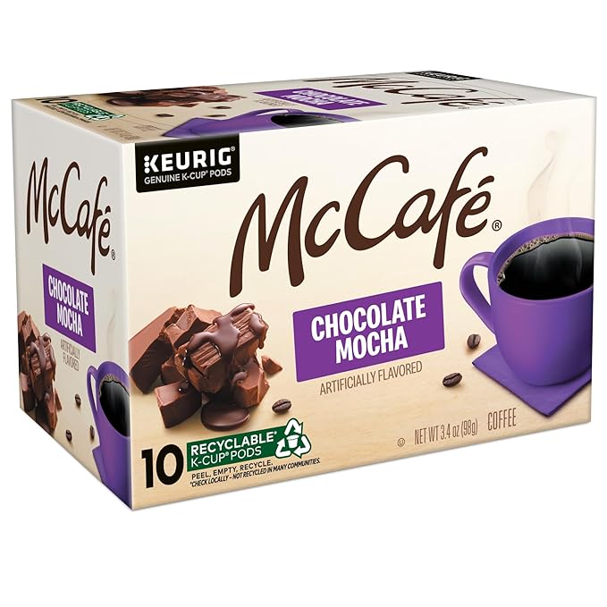 McCafe Chocolate Mocha, Single Serve Coffee Keurig K-Cup Pods, Flavored Coffee, 60 Count, (6 Packs of 10)