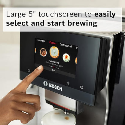 Bosch 800 Series Fully Automatic Espresso and Coffee Machine – 36 Drinks with Coffee World, Cold Brew, Double Cup, Integrated Milk Container, Smart Features, in Stainless Steel TQU60703