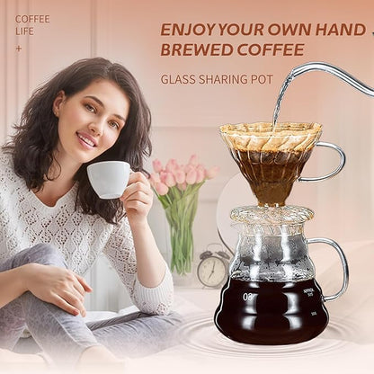 Glass Coffee Server for Drip Coffee Maker, Standard Glass Coffee Carafe, Coffee Pot with Lid, Clear, 01 360ml(12oz)