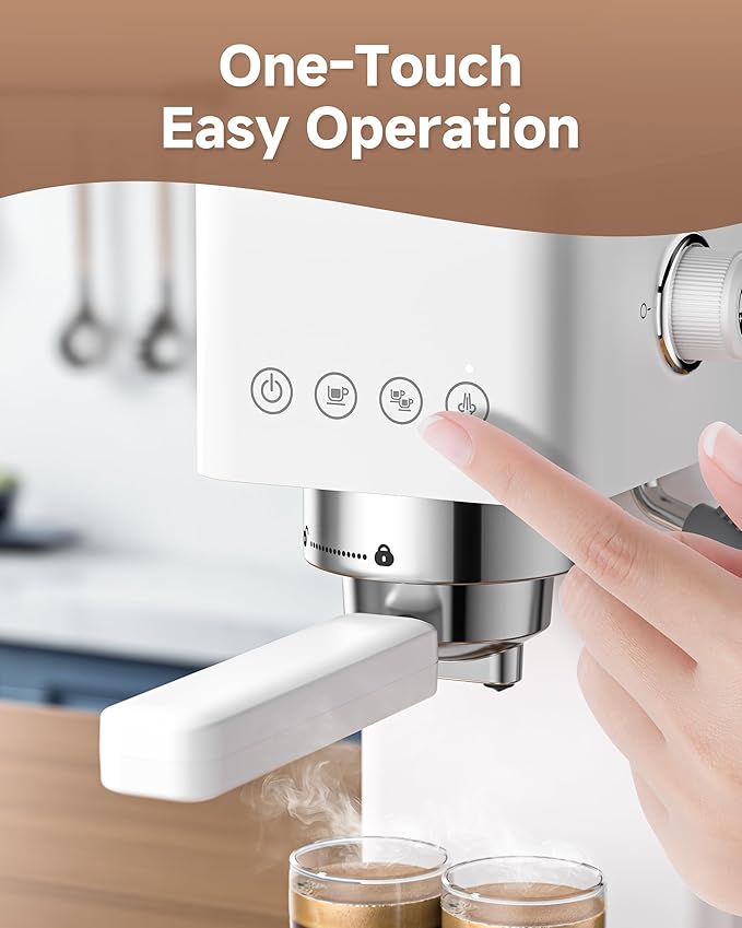 AMZCHEF Espresso Machine 20 Bar, Compact Espresso Maker with Steam Milk Frother, Coffee Maker with 41oz Removable Water Tank for Home, Coffee Machine for Cappuccino, Latte, Americano, 1350W