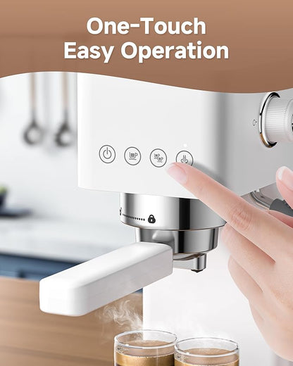 AMZCHEF Espresso Machine 20 Bar, Compact Espresso Maker with Steam Milk Frother, Coffee Maker with 41oz Removable Water Tank for Home, Coffee Machine for Cappuccino, Latte, Americano, 1350W