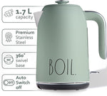 Load image into Gallery viewer, Rae Dunn Electric Hot Water Kettle - Stainless Steel Coffee Maker, Tea Kettle, Swivel Base, With Automatic Shut Off Boil-Dry Protection, Easy Pour Pitcher, 1500 Watt Boiling Power, 1.7 Liters (Sage)