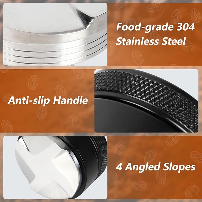 51mm Adjustable Espresso Coffee Distributor,Espresso Distribution Tool with 4 Angled Slopes Fits 51mm Bottomless Portafilter