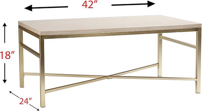 SEI Furniture Orinda Faux Stone Cocktail Table - Travertine