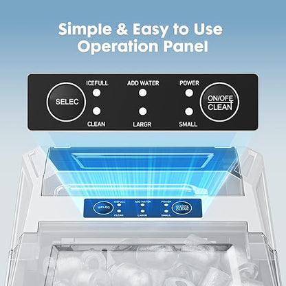 Sweetcrispy Countertop Ice Maker - 9 Cubes in 6 Mins, 26lbs/24Hrs, 2-Size Bullet Ice, Self-Cleaning Portable Ice Machine with Quiet Operation for Home Office Camping, White