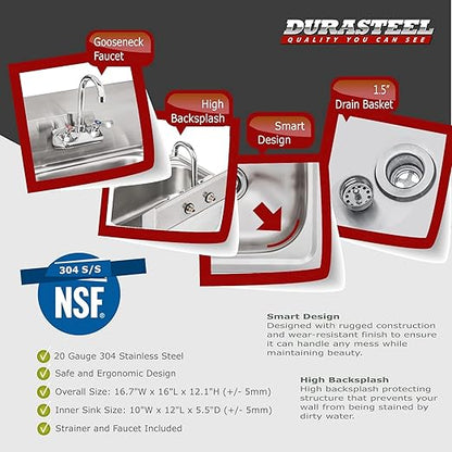 DuraSteel 3 Compartment Bar Sink + DuraSteel Stainless Steel Sink