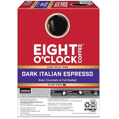 Eight O'Clock Coffee Dark Italian Espresso Roast Keurig Single-Serve K-Cup Pods, Dark Roast Coffee, 96 Count