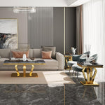 Load image into Gallery viewer, Living Room Table Set - 3 Piece Coffee Table With 2 End Tables, Black and Gold for Home Apartment Office