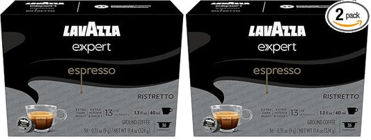 Lavazza Expert Espresso Ristretto Capsules, Extra Dark Roast, Arabica and Robusta Blend, Compatible with Lavazza Classy Machines (36 Capsules) (Pack of 2)