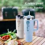 Load image into Gallery viewer, ThermoThrill Ships Next Day, Personalized 40 Oz Tumbler with Handle and Straw Custom Tumbler with Text Stainless Steel Mug Birthday Gifts for Women (3.Personalized with Birth Flower, 40OZ)