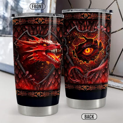 SANDJEST Dragon Tumbler 20oz Stainless Steel Insulated Coffee Travel Mug Cup for Men Dragon Gifts for Birthday Christmas Fathers Day