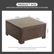 Rattaner Patio Furniture Wicker Coffee Table Outdoor Garden Square Side Table with Tempered Glass Top Brown