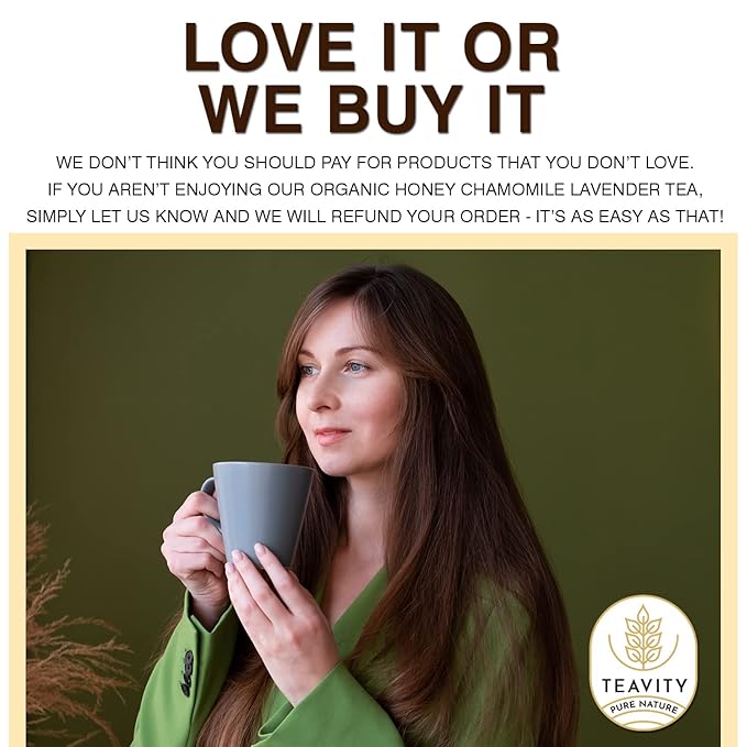 Organic Chamomile and Lavender Tea Pods for Keurig - Decaf Herbal Tea for Keurig K Cups - Honey Chamomile Lavender by Teavity (12 Tea Pods)