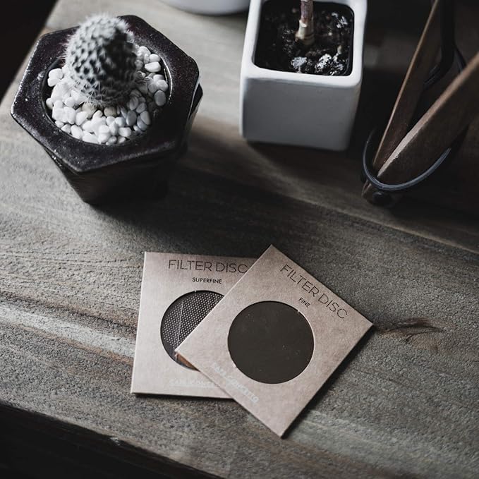 Filter for use in AeroPress Go/AeroPress Coffee Makers - Disc Fine - Reusable - Premium Coated Stainless Steel (Rose Gold, Metal) - Brew Tips Included