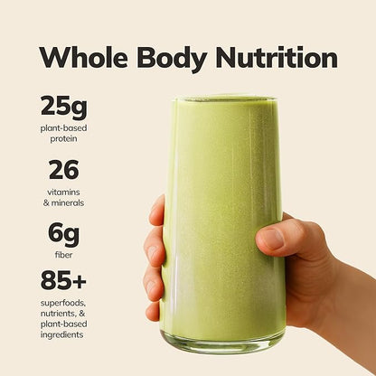 Ka’Chava Whole Body Meal Shake Matcha 2 lb – Vegan Protein Powder with 85+ Superfoods & Greens – Plant-Based Meal Replacement with Probiotics & Digestive Enzymes – Gluten & Dairy Free (15 Servings)