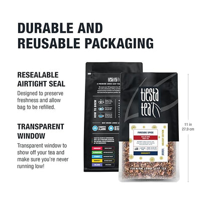 Tiesta Tea - Fireside Spice, Mulled Wine Herbal tea, Premium Loose Leaf Tea Blend, Non Caffeinated Holiday Teas, Make Hot or Iced & Brews Up to 200 Cups - 16 Ounce Resealable Bulk Pouch