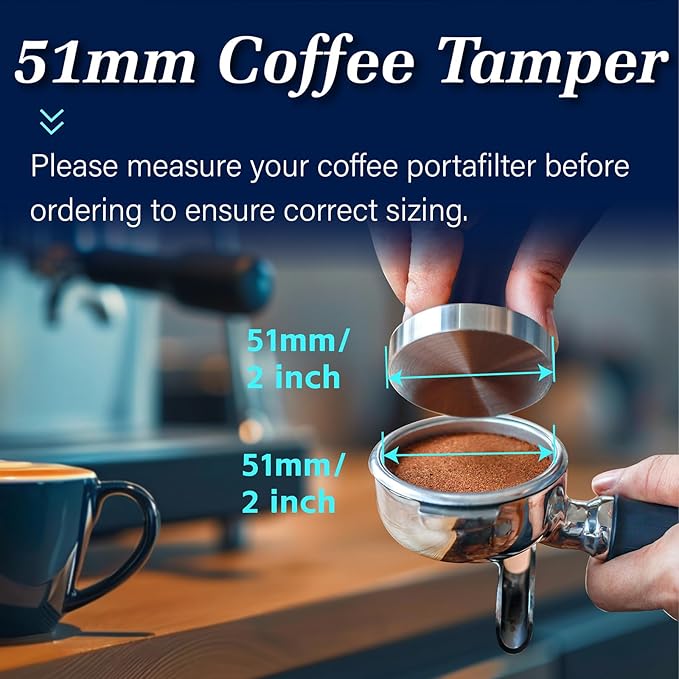 51mm Espresso Tamper, Premium Barista Coffee Tamper, Espresso Hand Tampers For Espresso Machine Accessories， Blue