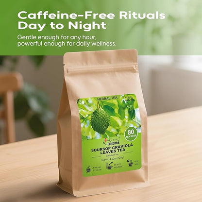 FullChea - Soursop Leaves Tea Bags, 80 Counts - Premium Hojas De Guanabana Tea - Non-GMO - Caffeine-free - Improve Digestion, Support Skin & Sleep