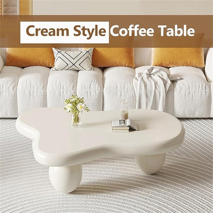 Cloud Coffee Table Modern Cute Coffee Tables Irregular Simple Tea/Center Table for Small Space End Table for Living Room, Home Office, Indoor (White A Cloud 47" Wx35.4 Dx15.3 H)