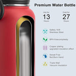 Load image into Gallery viewer, koodee Insulated Water Bottle, 32oz Stainless Steel Double Wall Vacuum Wide Mouth Sport Bottle with Leakproof Spout Lid (Canyon Red)