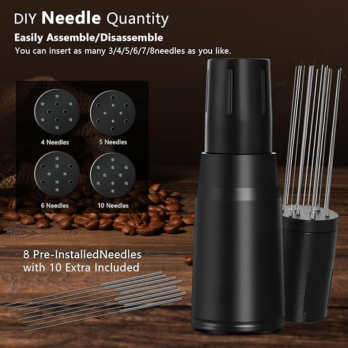 WDT Tool Espresso Distributor Accessory kit &1.7mm Thickness 150μm Mesh Puck Screen & 8 Magnets dosing ring Compatible with Portafilter (WDT +58MM Black dosing ring&puck screen)