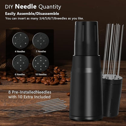 WDT Tool Espresso Distributor Accessory kit &1.7mm Thickness 150μm Mesh Puck Screen & 8 Magnets dosing ring Compatible with Breville Portafilter (WDT +54MM Black dosing ring&puck screen)