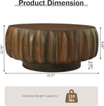 Load image into Gallery viewer, 31.5" Round Coffee Table Drum Table Contemporary Wood Fluted Centry Table with Solid Wood Veneer for Living Room (Walnut)
