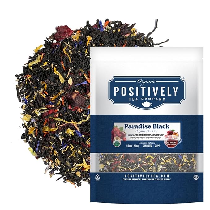 Organic Positively Tea Company, Paradise Black Tea, Loose Leaf, 16 Ounce