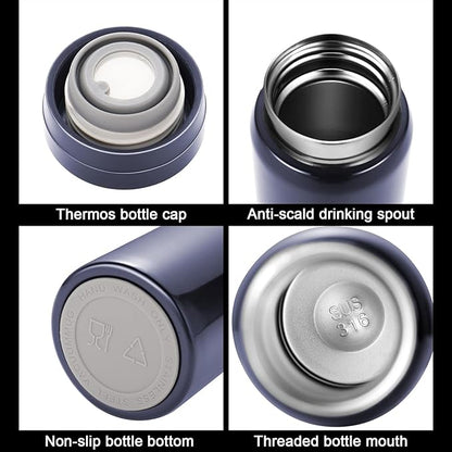 Mini Thermos Cute Water Bottle - 7 oz Tiny Insulated Vacuum 18/10 Stainless Steel Small Flask - Leak Proof & Spill Proof & Keeps Cold and Hot for Drink, Coffee, Tea - Blue