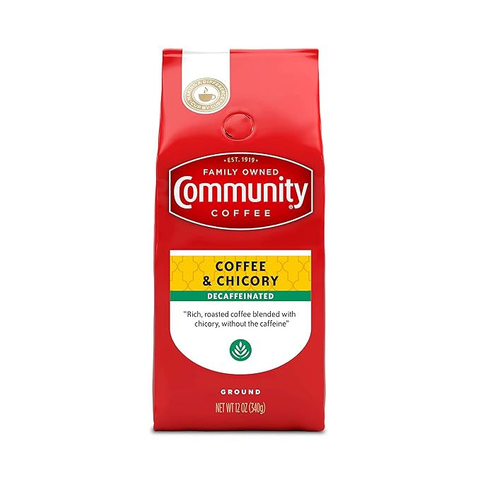 Community Coffee Decaf Coffee and Chicory 12 Ounce, Medium Dark Roast Ground Coffee, 12 Ounce Bag (Pack of 1)