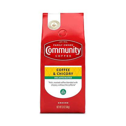 Community Coffee Decaf Coffee and Chicory 12 Ounce, Medium Dark Roast Ground Coffee, 12 Ounce Bag (Pack of 1)