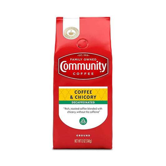 Community Coffee Decaf Coffee and Chicory 12 Ounce, Medium Dark Roast Ground Coffee, 12 Ounce Bag (Pack of 1)