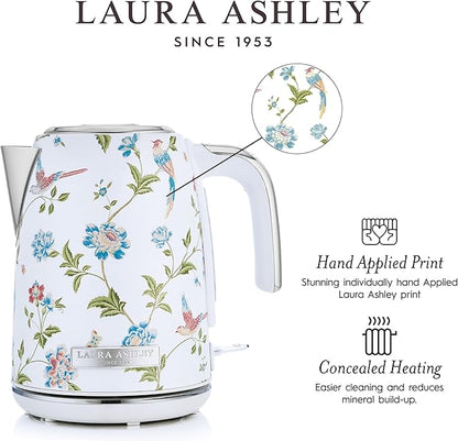 Laura Ashley Stainless Steel Electric Kettle 1.7 Liter - 1500W Rapid Boil Electric Kettles for Boiling Water - Electric Tea Kettles Automatic Shut Off - Overheat & Boil Dry Protection Jug Kettle