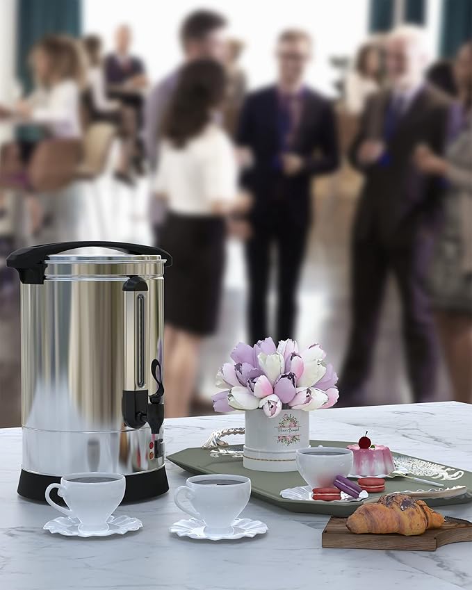 Garvee 100 Cup Commercial Coffee Maker, Food Grade Stainless Steel Large Capacity Coffee Urn Perfect for Church, Meeting rooms, Lounges, and Other Large Gatherings-14 L