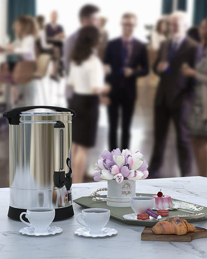 Garvee 100 Cup Commercial Coffee Maker, Food Grade Stainless Steel Large Capacity Coffee Urn Perfect for Church, Meeting rooms, Lounges, and Other Large Gatherings-14 L