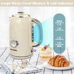 Load image into Gallery viewer, Electric Stainless Steel Tea Kettles1500W-1.7L-with Thermometer, Auto Shut-Off &amp; Boil-Dry, Cool Touch Handle, BPA Free Kettle &amp; Hot Water Kettle (Beige)