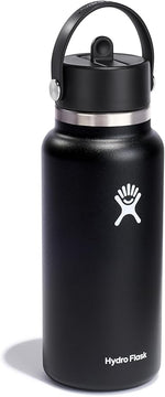 Load image into Gallery viewer, Hydro Flask Water Bottle - Insulated Stainless Steel - Wide Straw Lid, Non Spill, Leakproof in 32 Oz Black
