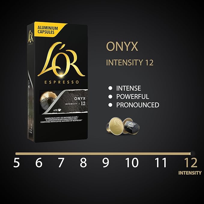 L'OR Espresso Capsules, 30 Count Onyx, Single-Serve Aluminum Coffee Capsules Compatible with the L'OR BARISTA System & *Nespresso Original Machines, 30 Count (Pack of 3)
