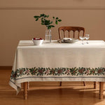 Load image into Gallery viewer, Designer Christmas Linen Small Square Tablecloth,Light Beige Western Elegant Table Cloth,Wrinkle Resistant Decor Tablecloths for Dining Thanksgiving Kitchen Christmas,55"*55"-Carol G