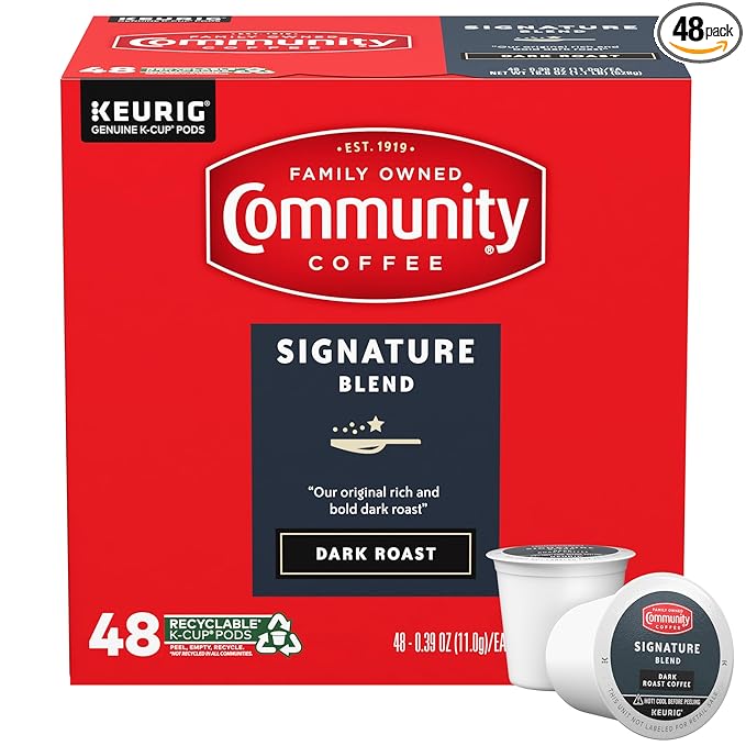 Community Coffee Signature Blend Dark Roast Single-Serve Keurig K-Cup Pods 48 Count (Pack of 1)