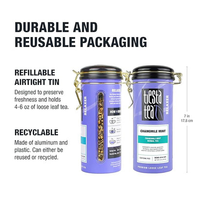 Tiesta Tea - Chamomile Mint, Loose Leaf, Chamomile Mint Herbal Blend, Premium Blend, Caffeine-Free Herbal Tea, Makes Hot or Iced & Brews Up to 50 Cups, 2oz Refillable Tin Can