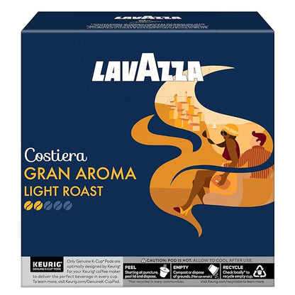 Lavazza Costiera Gran Aroma, Single-Serve Keurig K-Cup Pods, Light Roast Coffee, 32-Count Box