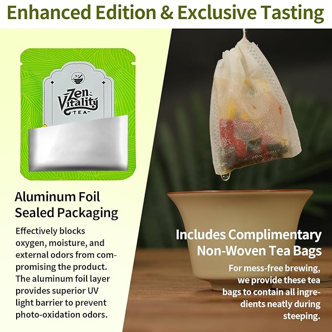 ZenVitality - Dandelion Wolfberry Tea dandelion Leaf & Root tea Organic 15 Bags Supports Kidneys & Liver Health Goji Berry Chrysanthemum Cassia Seed tea-Non-GMO Support Digestion & Boost Immune System