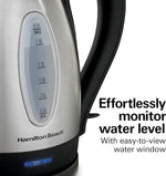 Load image into Gallery viewer, Hamilton Beach Electric Tea Kettle, Water Boiler &amp; Heater, 1.7 Liter, Cordless Serving, 1500 Watts for Fast Boiling, Auto-Shutoff and Boil-Dry Protection, Stainless Steel (40880)