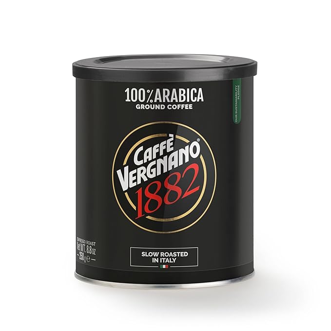 Caffè Vergnano Italian Finely Ground Espresso Coffee – 100% Arabica for Moka, Intensity Level 4 – Sweet & Balanced Blend Slow Roasted with Notes of Chocolate, Hazelnut, Caramel, 8.82 oz Tin